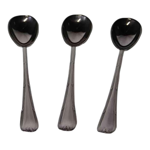 1960 Vintage Mappin & Webb Silverplate Set of 3 Long Ice Cream Spoons, Louis Seize