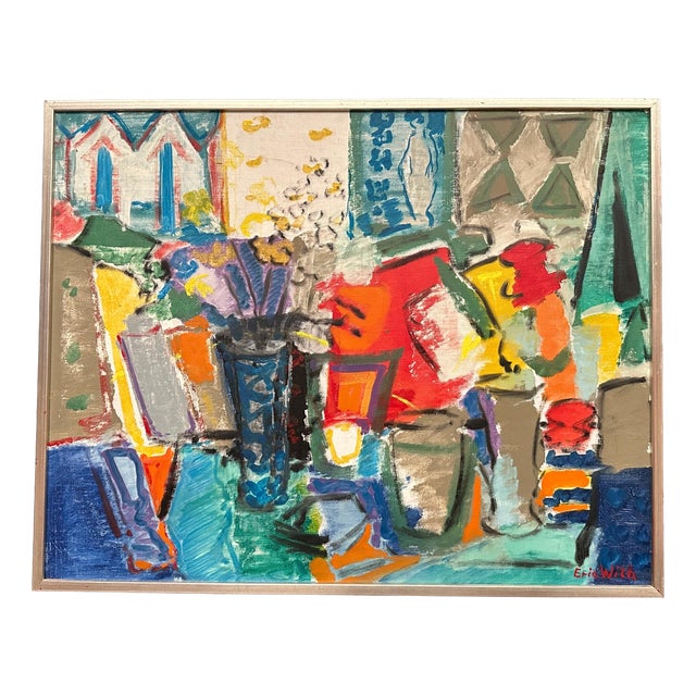 Eric With, Still Life with Flowers, 1950s, Oil Painting on Canvas, Framed For Sale