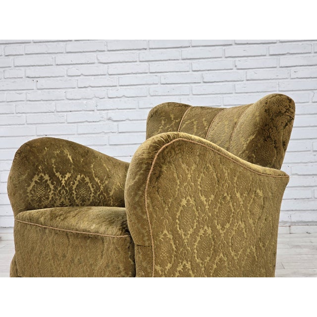 Danish Relax Chair in Furniture Velour and Oak Wood, 1950s For Sale - Image 18 of 18