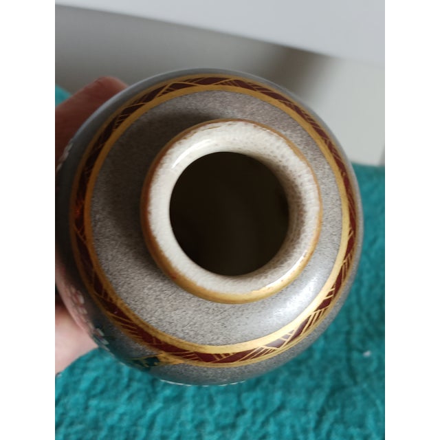 Gray Late Meiji Era Japanese Satsuma Vase Birds and Blossoms For Sale - Image 8 of 8