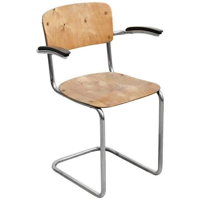 Black Bauhaus Rationalist Tubular Chair in Wood and Metal, 1930 For Sale - Image 8 of 10
