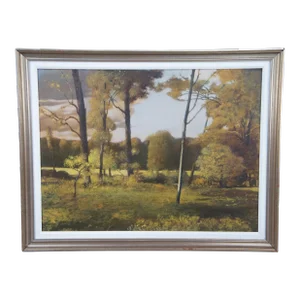 Ronald E. Renmark Forest Trees Field Landscape Oil Painting on Canvas 46"