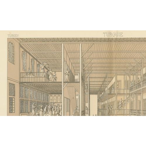 Paper Racinet, Ottoman Harem Interior, Constantinople, 1888, Print For Sale - Image 7 of 9