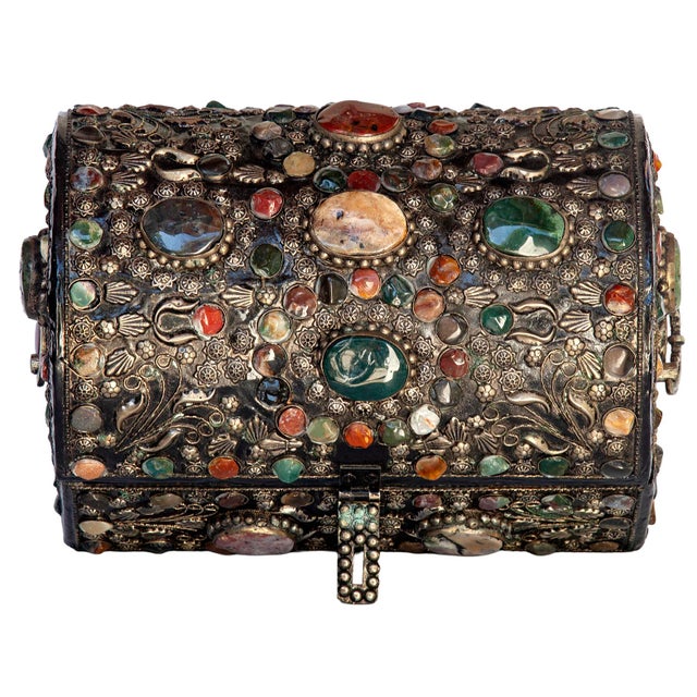 Vintage Handcrafted Moroccan Bejeweled Keepsake Box For Sale - Image 13 of 13