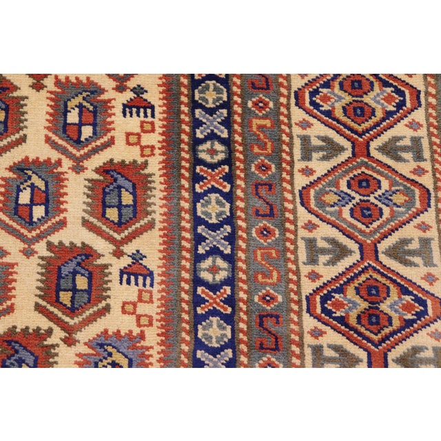 Boho Chic Vintage Shirwan Beige/Blue Wool Rug - 7'3''x10'2'' For Sale In New York - Image 6 of 10