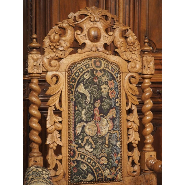 Brown Large Carved Oak Renaissance Style Armchair From France, C. 1890 For Sale - Image 8 of 13
