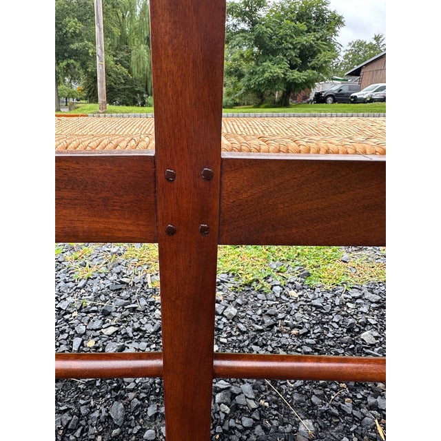Brown Vintage Walnut & Rush Seat Loveseat Bench For Sale - Image 8 of 8