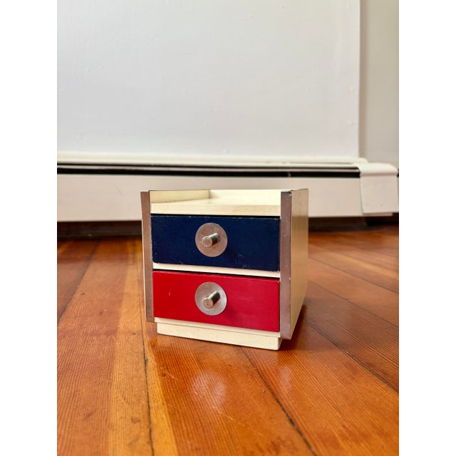 1970s Vintage Mid Century Modern Miniature Two Drawer Storage Cabinet Made in Japan For Sale - Image 5 of 6