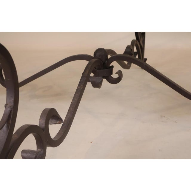 Black Baroque Style Wrought Iron and Glass Low Table, 20th Century For Sale - Image 8 of 11