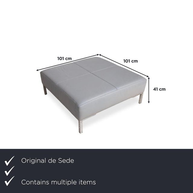 DS-112 3-Seater Sofa and Ottomans in Grey Leather from de Sede, Set of 3 For Sale - Image 4 of 18