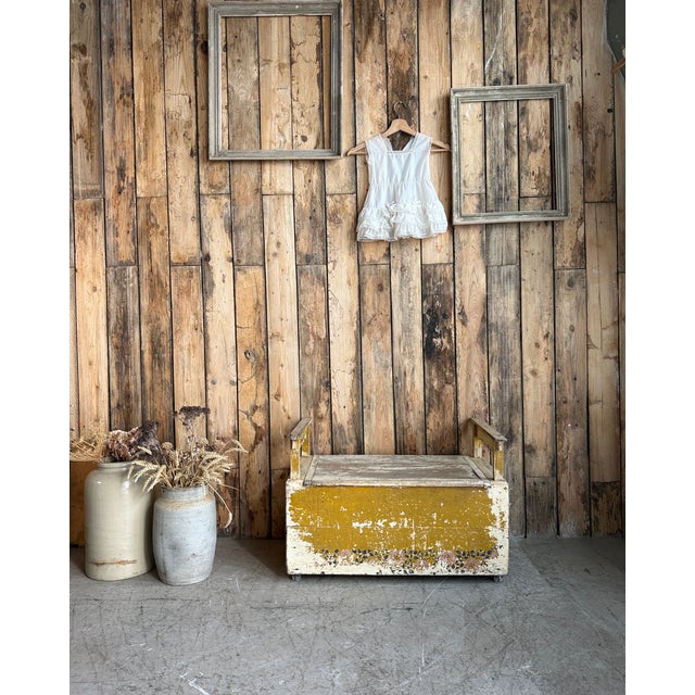 Wood Antique Storage Bench for Children, 1890s For Sale - Image 7 of 7