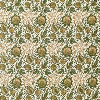 Morris & Co. Elmcote Weave Fabric in Moss/Wheat For Sale