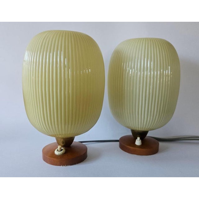 Wood Table Lamps in Glass and Wood, 1960s, Set of 2 For Sale - Image 7 of 15