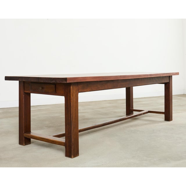 Early 20th Century Country French Farmhouse Mahogany Trestle Dining Table For Sale - Image 5 of 12