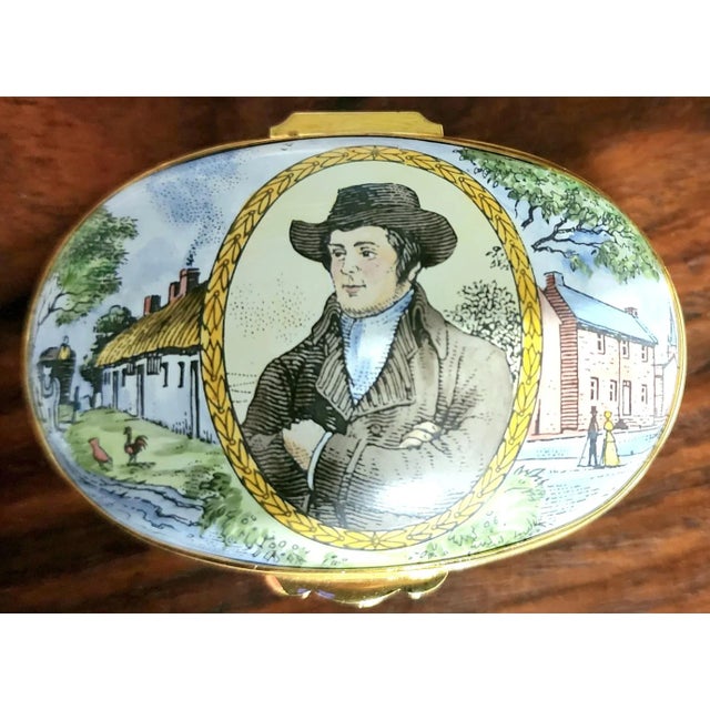 Crummles & Co., England; Robert Burns, Poet: "Auld Lang Syne" Fine Enamel Oval Box For Sale - Image 4 of 10