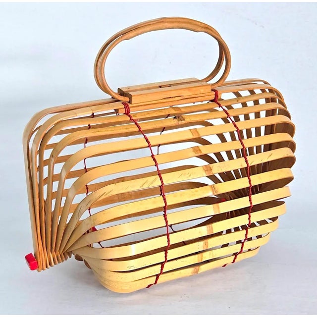 Mario Buatta 1940s Japanese Bamboo Lobster Cage Basket/Purse For Sale - Image 4 of 12