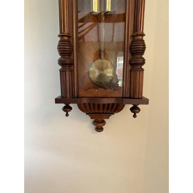 Antique Victorian Carved Walnut Wall Clock, Vienna, Austria, 1880s For Sale - Image 3 of 10