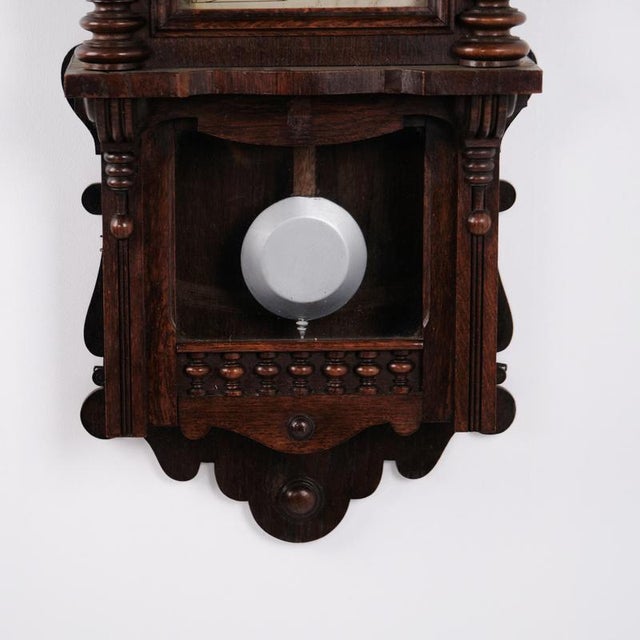 Vintage Oak Wall Clock with Carved Details, 1920s For Sale - Image 3 of 9