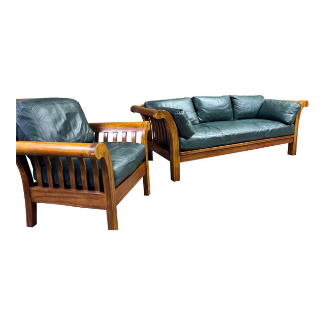 Hickory Chair “Texas Series” Leather Sofa & Lounge Chair – Pr London Leather, Spring-Down, Feather & Down, 2017 For Sale