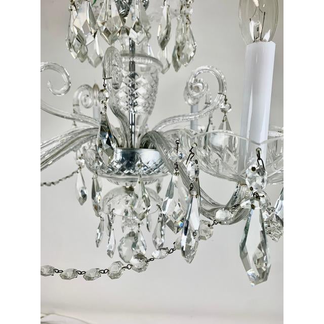 Six Arm Chechoslovakian Heavy Lead Crystal Chandelier, Unmarked For Sale - Image 10 of 11