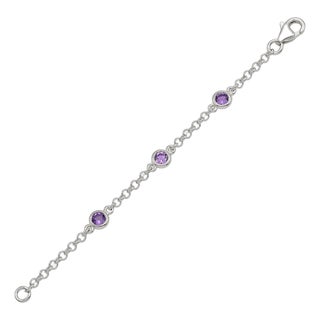 Natural Amethyst Dainty Bracelet, Minimalist Chain Link Birthstone Bracelet For Sale