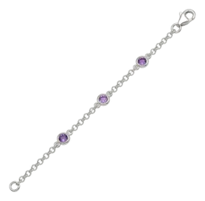 Natural Amethyst Dainty Bracelet, Minimalist Chain Link Birthstone Bracelet