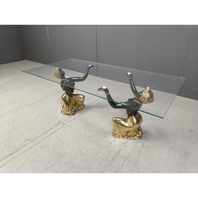 Sculptural Figurine Coffee Table with Glass, 1970s For Sale - Image 10 of 11