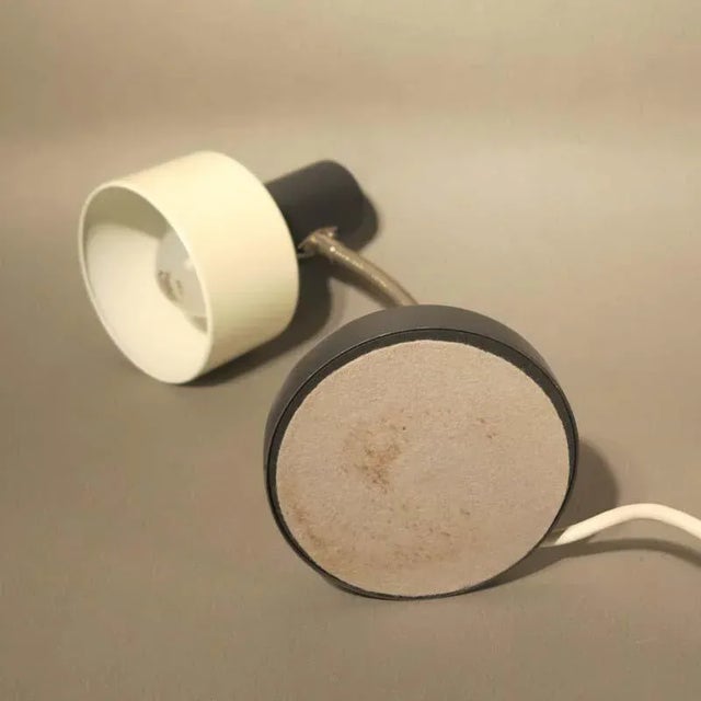 Gray and White Metal Table Lamp, 1950s, in Very Good conditions. Designed 1950 to 1959 European Plug (up to 250V).The...