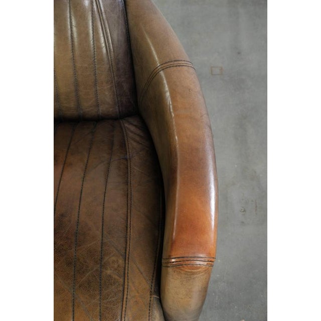 Brown Cowhide Leather Aviator Club Armchair with Aluminium Finish For Sale - Image 8 of 13