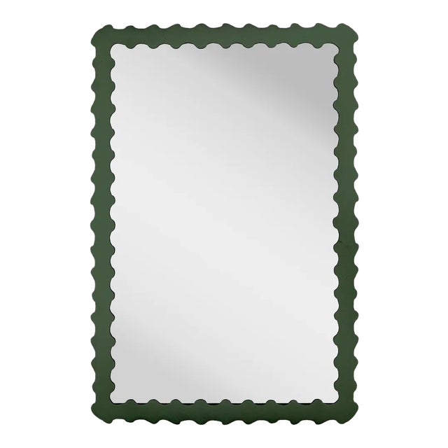 Fleur Home Audubon Bamboo Rectangle Mirror in Duck Green, 24x36 For Sale