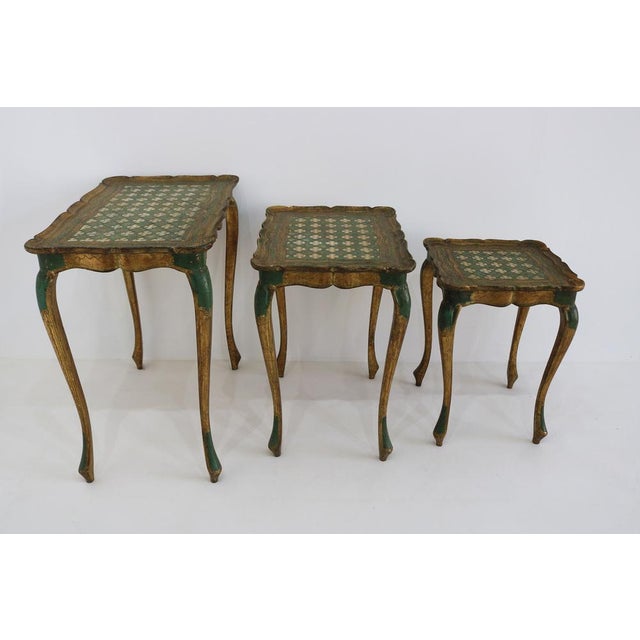 Vintage Italian Florentine Nesting Tables in Gilded Wood, 1960s, Set of 3 For Sale - Image 11 of 14