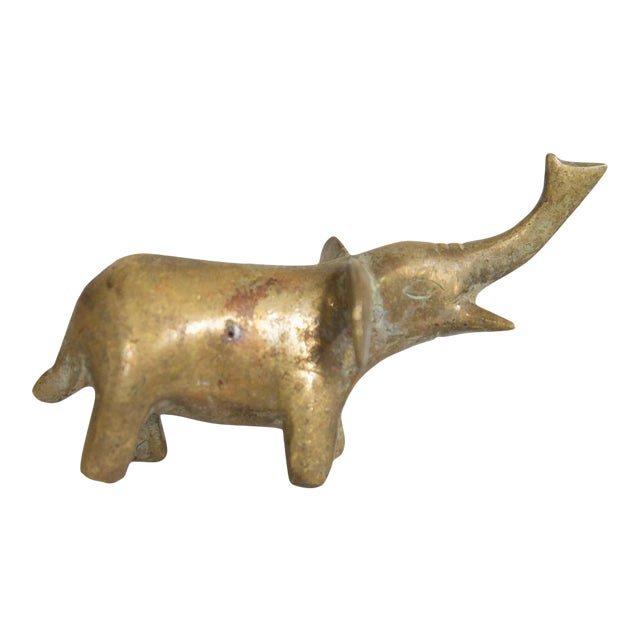 Vintage African Bronze Alloy Elephant With Golden Patina For Sale