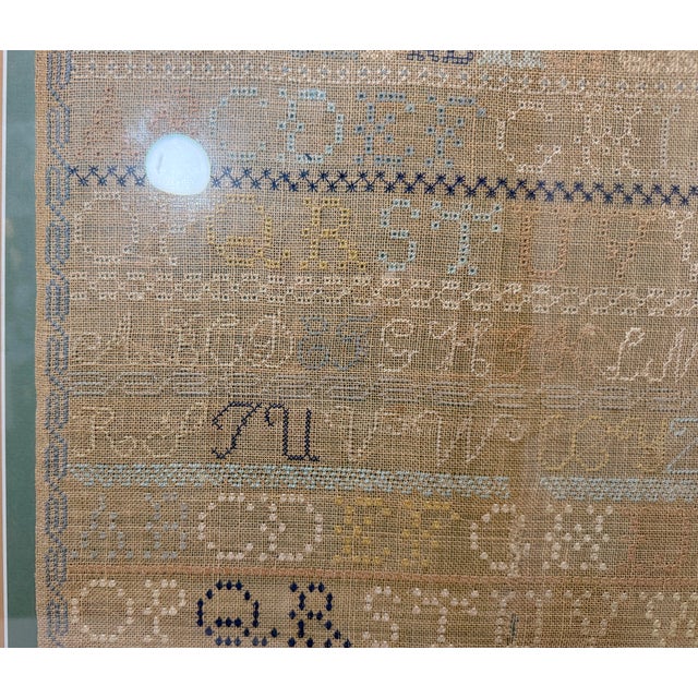 Large Antique Early 19th Century Handmade Embroidered Needlepoint Sampler Art For Sale - Image 12 of 16