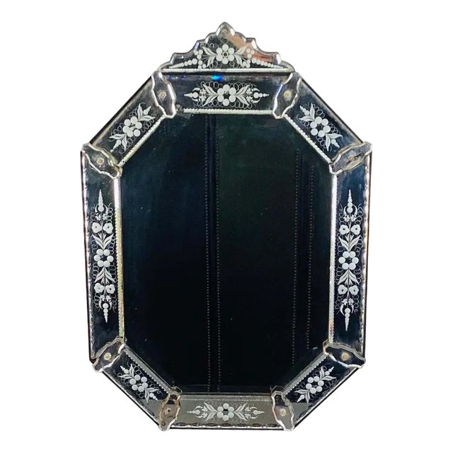 Louis XIV Glazing Bead Mirror in Engraved Glass, 1850 For Sale