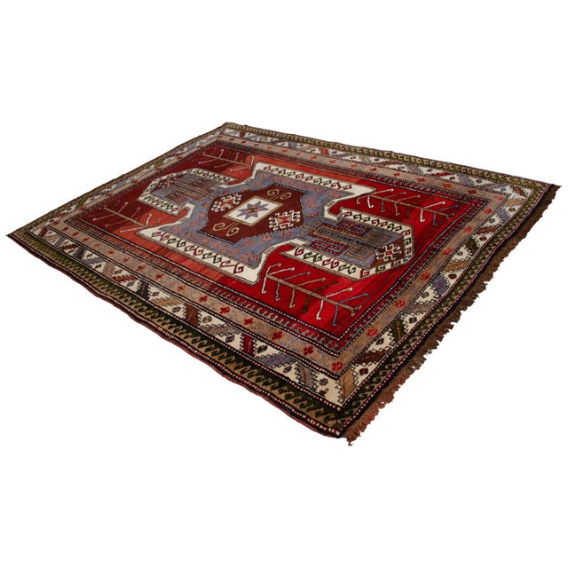 1960s Hand Knotted Turkish Rug Tribal Pure Natural Wool Large Area Rug For Sale - Image 4 of 17