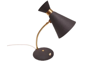Mid-Century Modern Table Lamp with Black Shade, 1950s