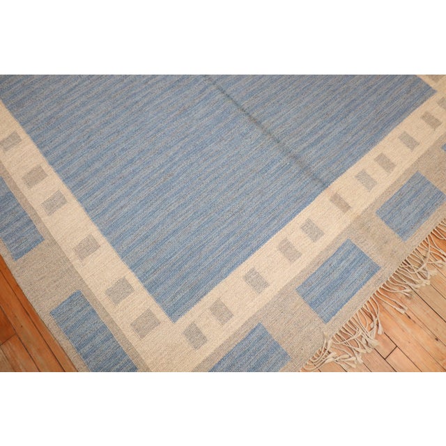 Vintage Zabihi Collection Abstract Swedish Kilim Signed by MA - 6'6" x 10'3" For Sale In New York - Image 6 of 10