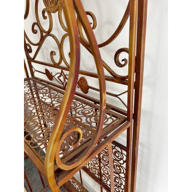 Metal Vintage French Country Folding Baker's Rack For Sale - Image 7 of 11
