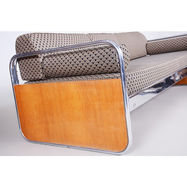 1930s Bauhaus Sofa in Chrome and Oak attributed to Hynek Gottwald, Czech, 1930s For Sale - Image 5 of 12