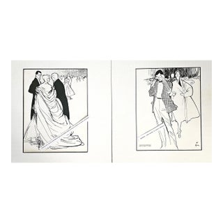 1951 Set of 2 French Fashion Prints...Dior, Balenciaga, Matted For Sale