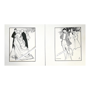 1951 Set of 2 French Fashion Prints...Dior, Balenciaga, Matted