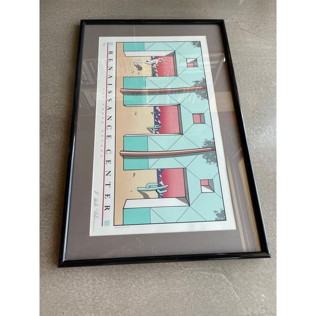 Late 19th Century 84 Robert Kenton Nelson Signed Numbered Lithograph Memphis Design Vintage Las Vegas Limited Edition Renaissance Center For Sale - Image 10 of 11