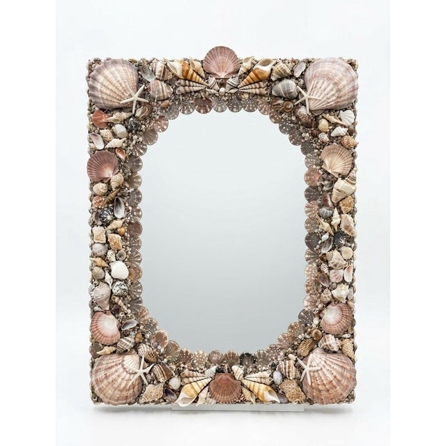 Coastal Vintage Handcrafted Coastal Seashell & Starfish Wall Mirror For Sale - Image 3 of 12