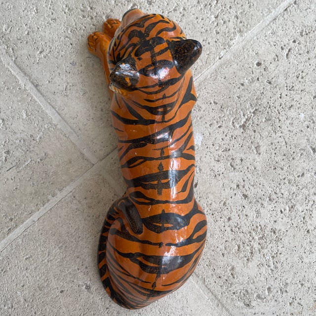 Large Vintage Tiger Ceramic From Italy For Sale - Image 9 of 12