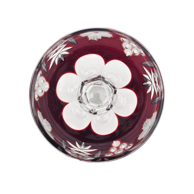 Late 20th Century Ajka Marsala Ruby Overlay Hand-Cut Crystal Hock Wine Goblet, Hungary 8" For Sale In San Francisco - Image 6 of 13