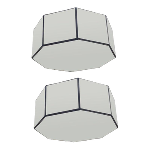 Art Deco Style White Milk Glass Octagon Shaped Pendant or Flush Mount, a Pair