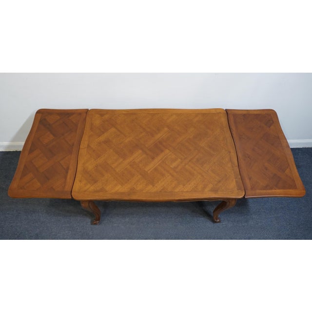 Late 20th Century High End Vintage Country French Provincial Cherry Basketweave Parquetry 89" Refectory Dining Table For Sale - Image 5 of 9