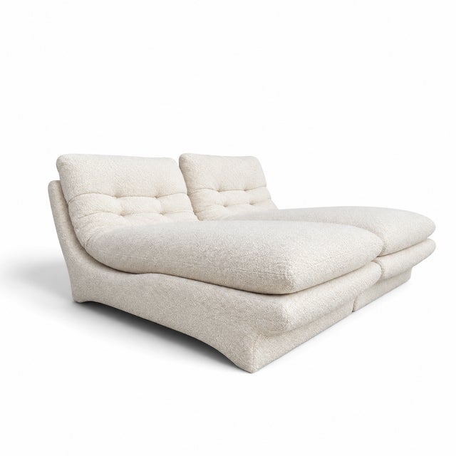 Vintage Sculptural Chaise Lounge Pair With New Ivory Boucle Upholstery For Sale - Image 4 of 6