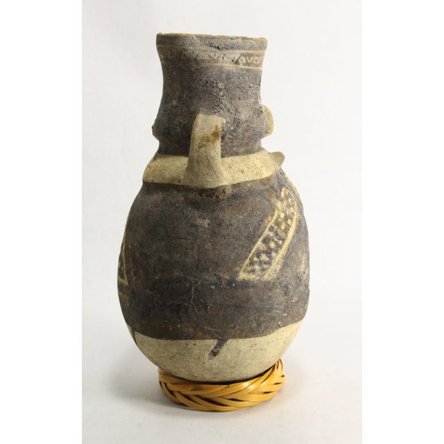 Peruvian Bichrome Figural Effigy Jar of a Hunter With Trophy For Sale - Image 4 of 16