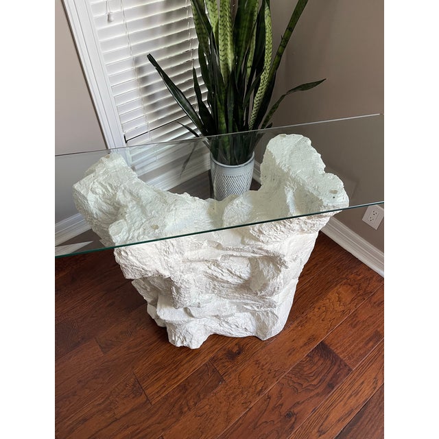 Emilio Terry Vintage Postmodern Sirmos Plaster Faux Rock Console Table For Sale - Image 4 of 10
